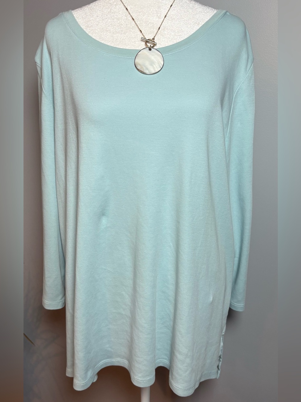 Coldwater Creek XL Light Blue 100% Cotton Tunic Top